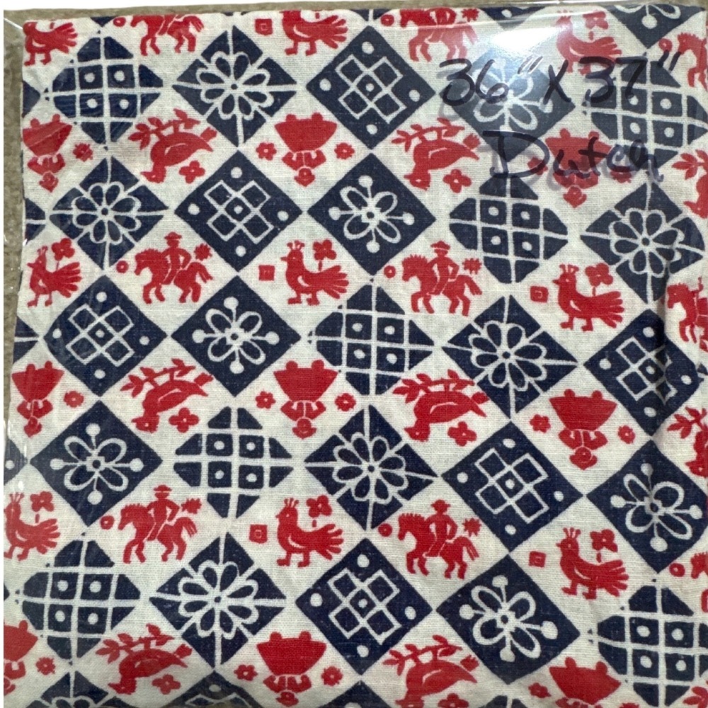 Vtg Feed Bag Sack Fabric - 1930's-1950's - 36" X 37" Dutch Bird Horse Rider